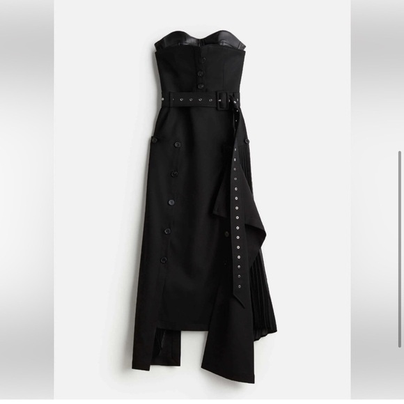 Rokh x H&M Bandeau Dress With Leather Bra Black - Picture 9 of 16